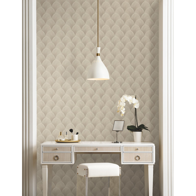 Papier peint métallique festonné, Beige