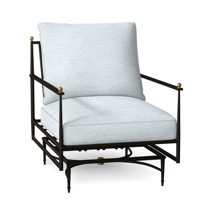 Roma Patio Armchair with Cushions, Dove Sunbrella® Linen, Welt, Standard Plus