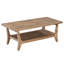 Table basse Mid-Century rectangulaire en bois massif de style campagnard de 47 pouces avec tablette de rangement ouverte et table basse moderne à 2 niveaux-584173717
