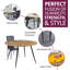 Cullompton Large Round Dining Table 120Cm, Marble Effect Top, With 6 Black Faux Leather High Back Chairs-113816042