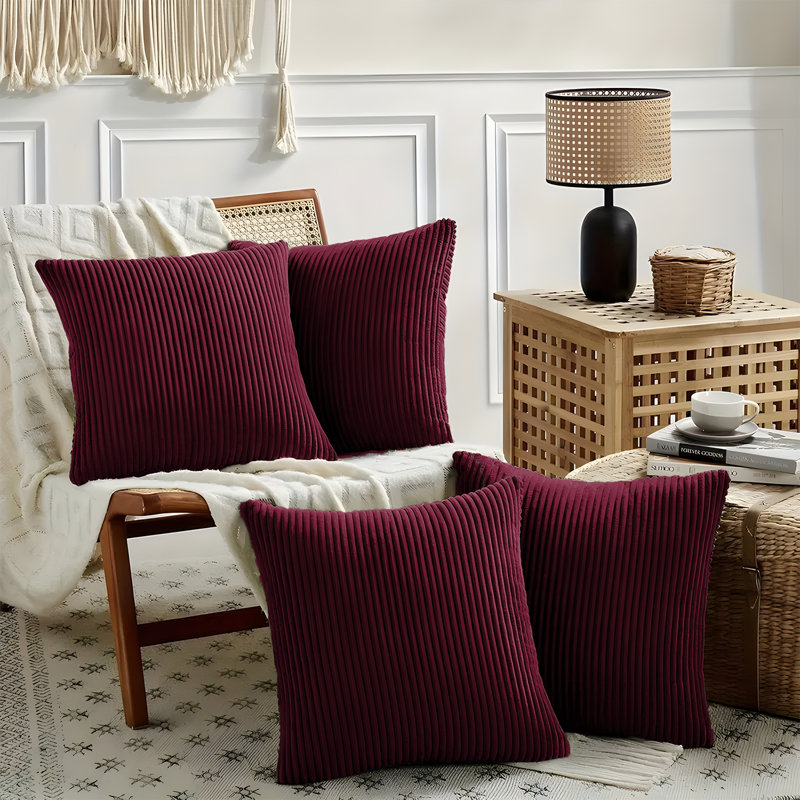 Striped Square Throw Pillow Insert, Red
