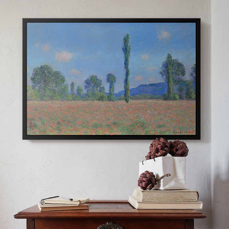 Champ de coquelicots (Giverny), 1890-1891 - Claude Monet, toile tendue avec châssis, 16 x 24, Noir
