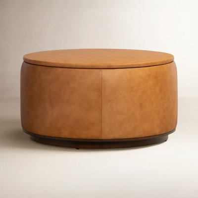 Herve Genuine Italian Leather Storage Ottoman by Poly & Bark