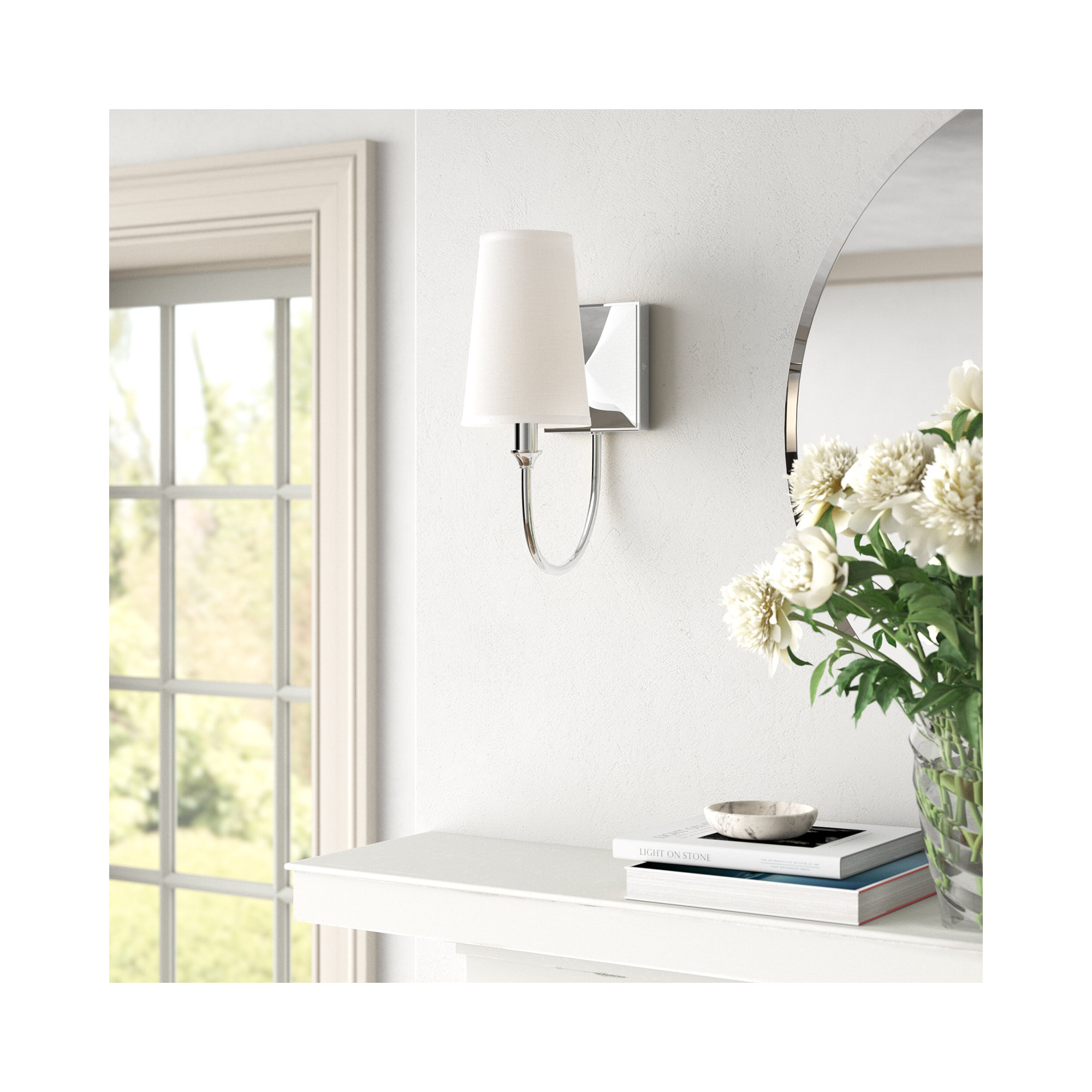 Alata 1 - Light Dimmable Armed Sconce, Polished Nickel