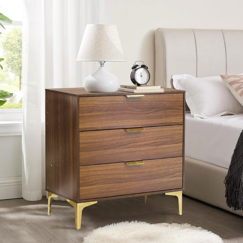 Table de chevet 30 po avec commode 3 tiroirs pour la chambre à coucher