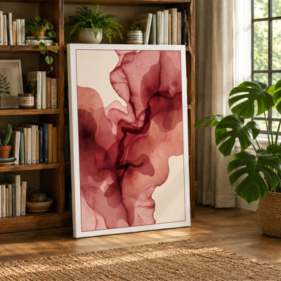 Crimson Flow Abstract - Wrapped Canvas