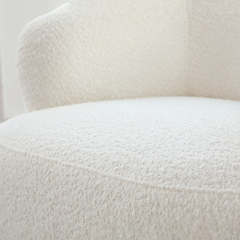 Eiryn Upholstered Swivel Accent Chair, Off White Chenille