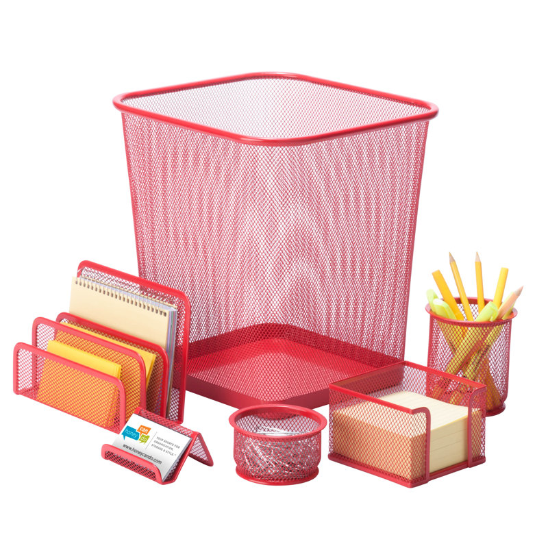 6-Piece Desk Organizer Set, Red