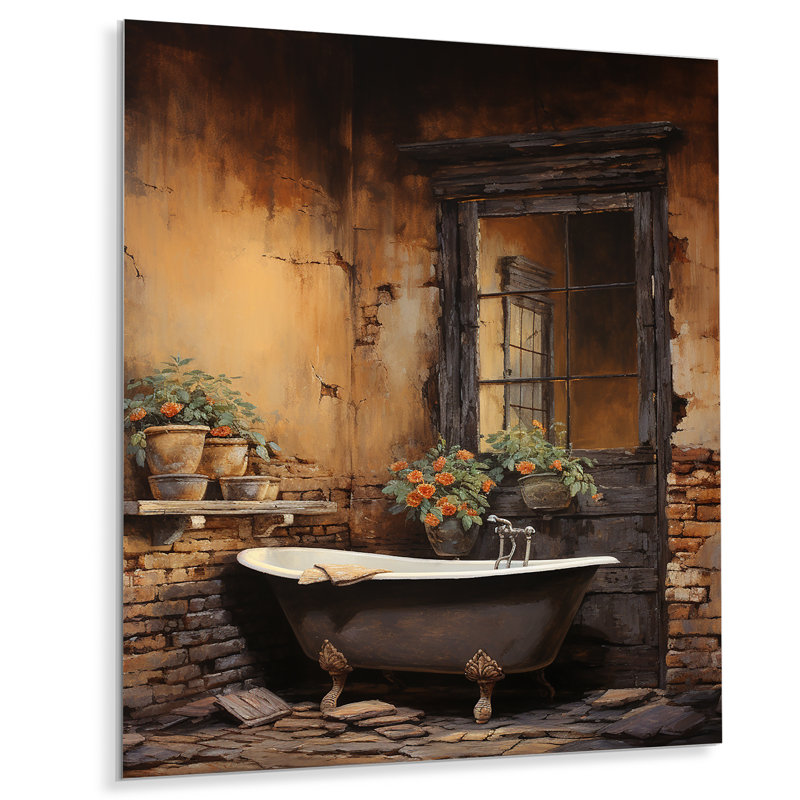 «Bathroom Rustic Charm I» - Décoration murale en métal pour salle de bain, H 20 po x l 12 po