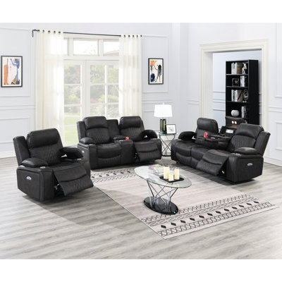Modern Charcoal Gel With Power Motion And Storage Arms Contemporary Style