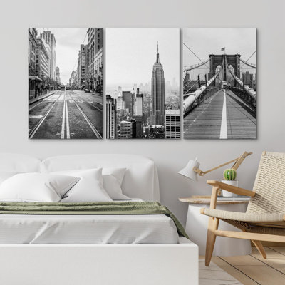 Photo du pont de Brooklyn dans les bâtiments de New York, œuvre d'art contemporaine moderne