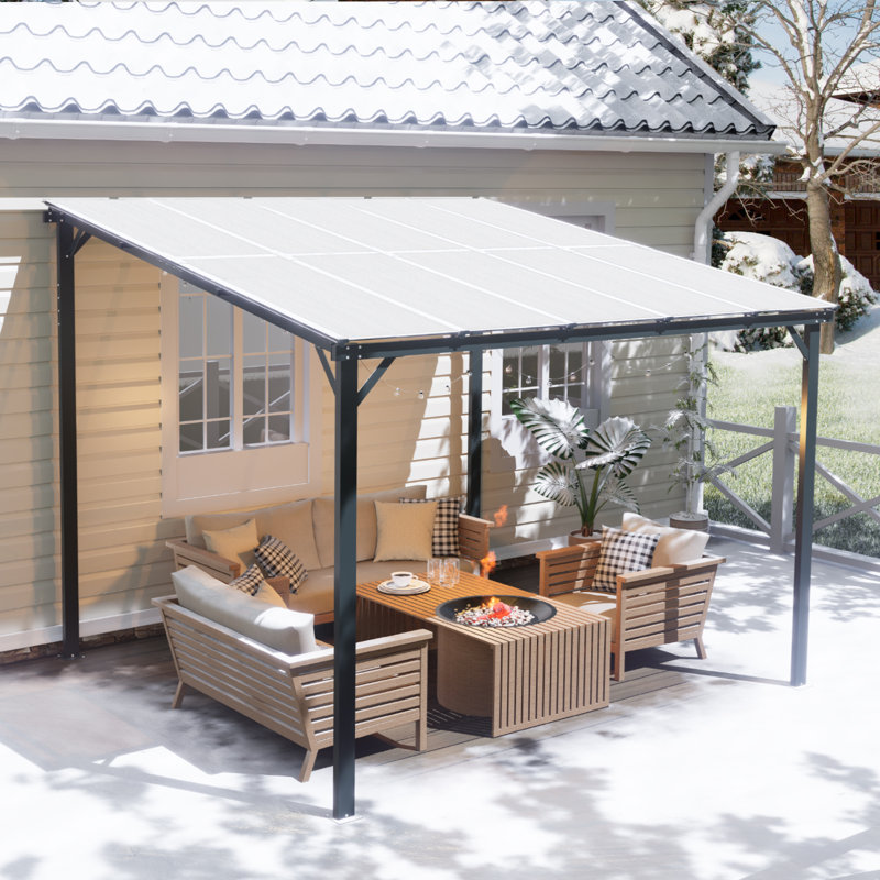 Yallisey Patio Gazebo With Waterproof Fuzzy Strip, Innovative Base Support Gazebo, Wall Mounted Gazebo For Backyard, Decks, Garden