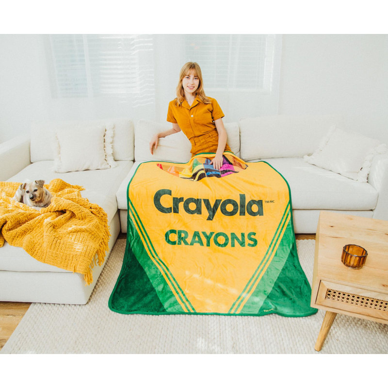 Crayola Crayon Box Retro Fleece Throw Blanket 45 x 60 Inches