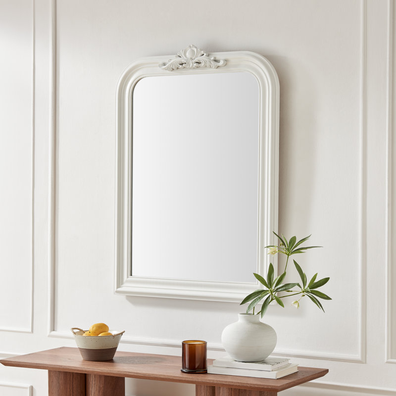 Francine Solid Wood Freestanding Overmantle Arch Mirror - Modern Regency Design, White