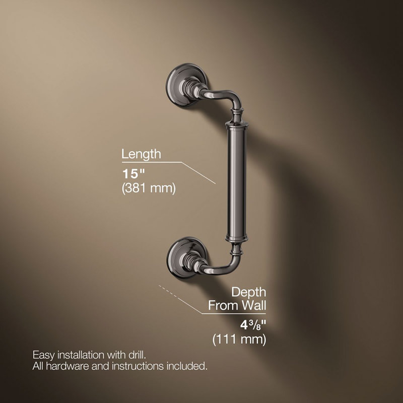 Kohler Artifacts Grab Bar, 12"W, Vibrant Titanium