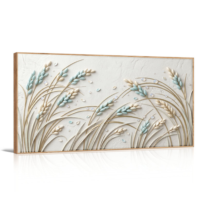 Ensemble de 1 tableau sur toile représentant un champ de blé, L 58 po x H 28 po, Naturel