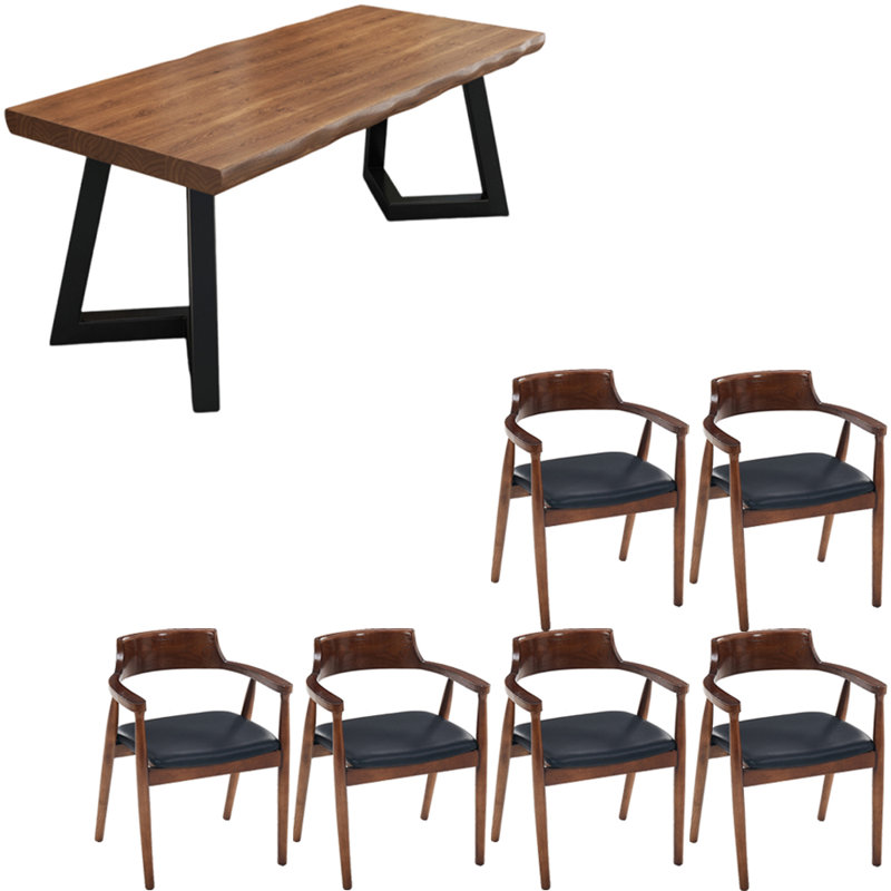 Ensemble de table de salle à manger en bois massif de style américain., H 29,5 po x L 70,8 po x l 31,4 po