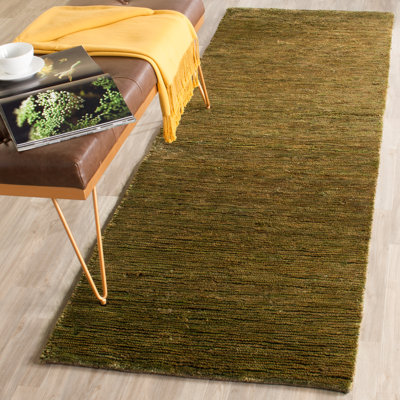 Tapis vert en jute / sisal / coton noué à la main Ferrera