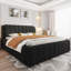 Très grand lit plateforme tapissier, noir-2073166642-2073166640