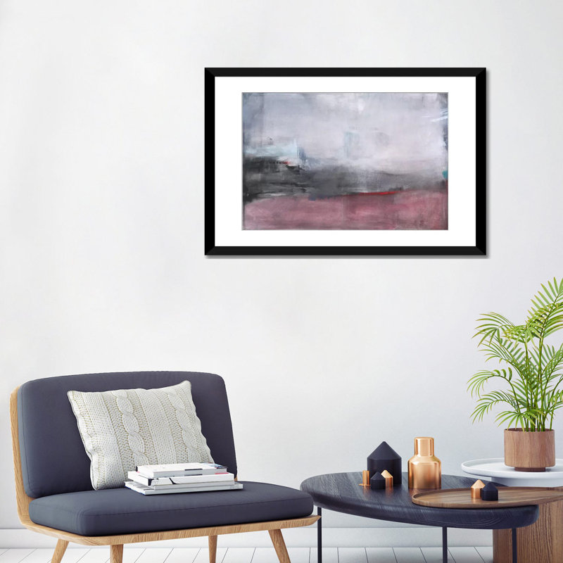 Reproduction d'art sur toile tendue, H 16 po x l 24 po x P 1 po, Papier beaux-arts encadré noir, Blanc