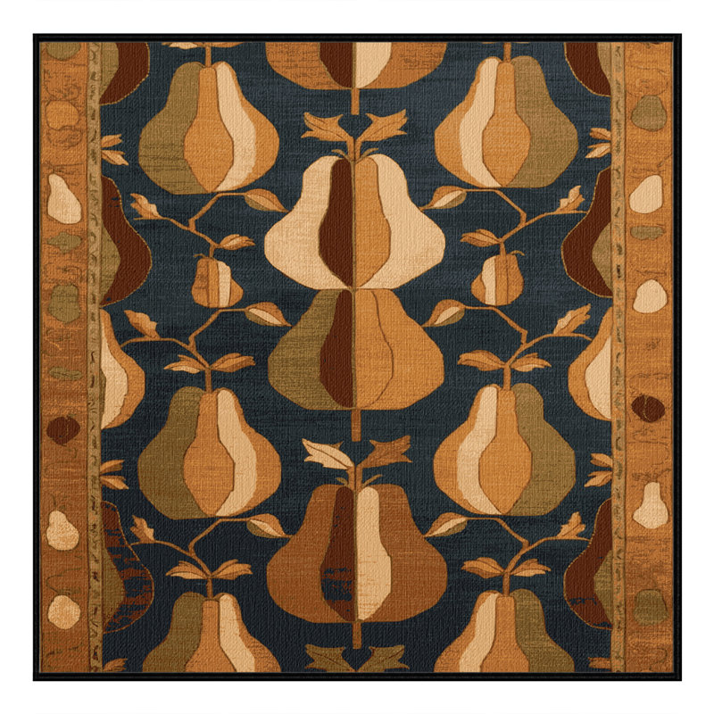  Tapis lavable avec poires et fruits asiatiques, Carré 5 pi