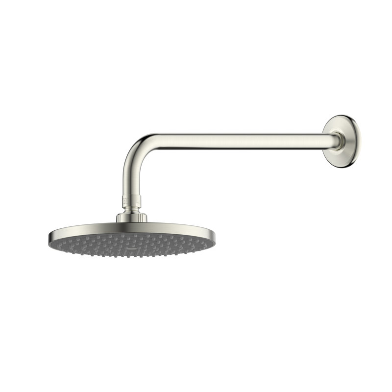 Euro Collection 1.8GPM Fixed Shower Head with 8" Extended Arm - Brushed Nickel, Brushed Nickel