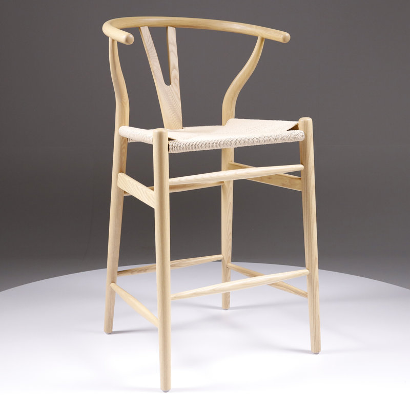 Leonidas Counter Stool with Solid Wood Frame, Natural