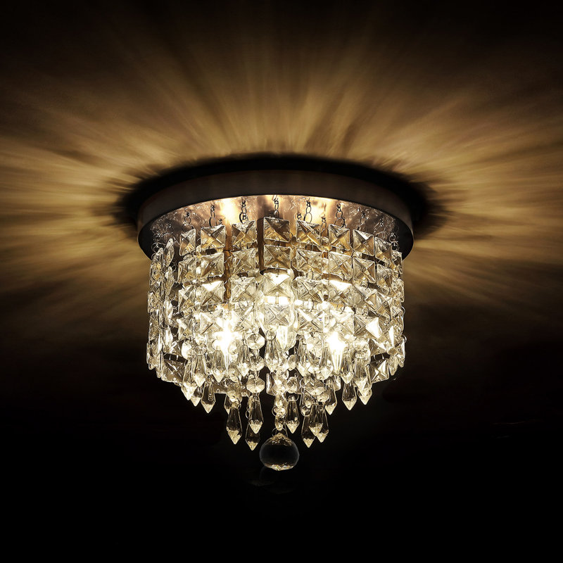 Plafonnier encastré en cristal 5 lumières Salley, Chrome