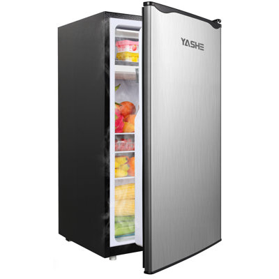 YASHE 3.2 Cu.Ft Mini Fridge with Freezer, Single Door Compact Refrigerator, Small Fridge with Adjustable Thermostat, Large Capacity, Reversible Door, Mini Refrigerator for Bedrooms, Offices, Dorms