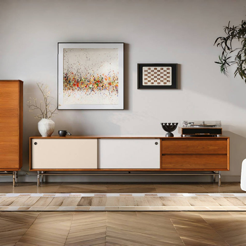 Armoire média moderne en bois, H 19,29 po x L 86,61 po x l 15,75 po