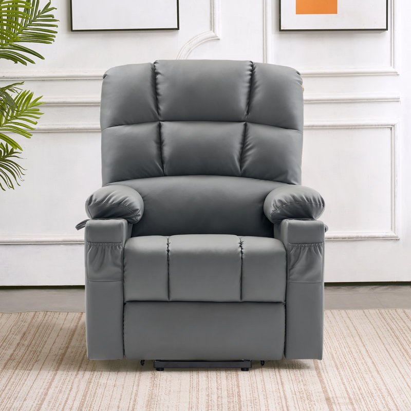 Lay Flat Dual Motor Power Lift Recliner Chair Sofa with Massage and Heat, Infinite Position, Dark Grey