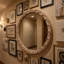 Miroir mural rond rustique 23,62 po avec cadre à rivets et miroir décoratif préinstallé avec grande surface réfléchissante pour le salon de la chambre à coucher, bois naturel-213955303