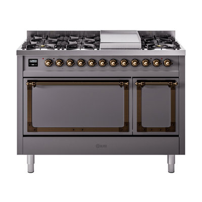 ILVE Nostalgie II Noblesse 48 in Dual Fuel Range, 8 Burner, Griddle