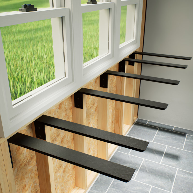 14-Inch Black Steel Right-Angle Countertop Support Bracket