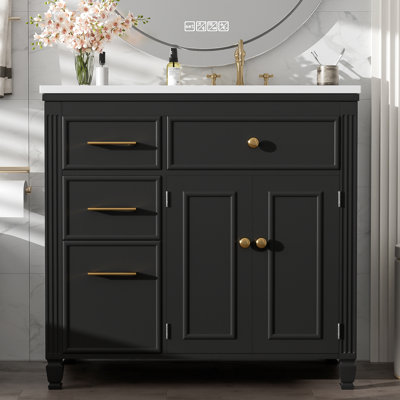 Meuble-lavabo simple 36 po avec comptoir en céramique