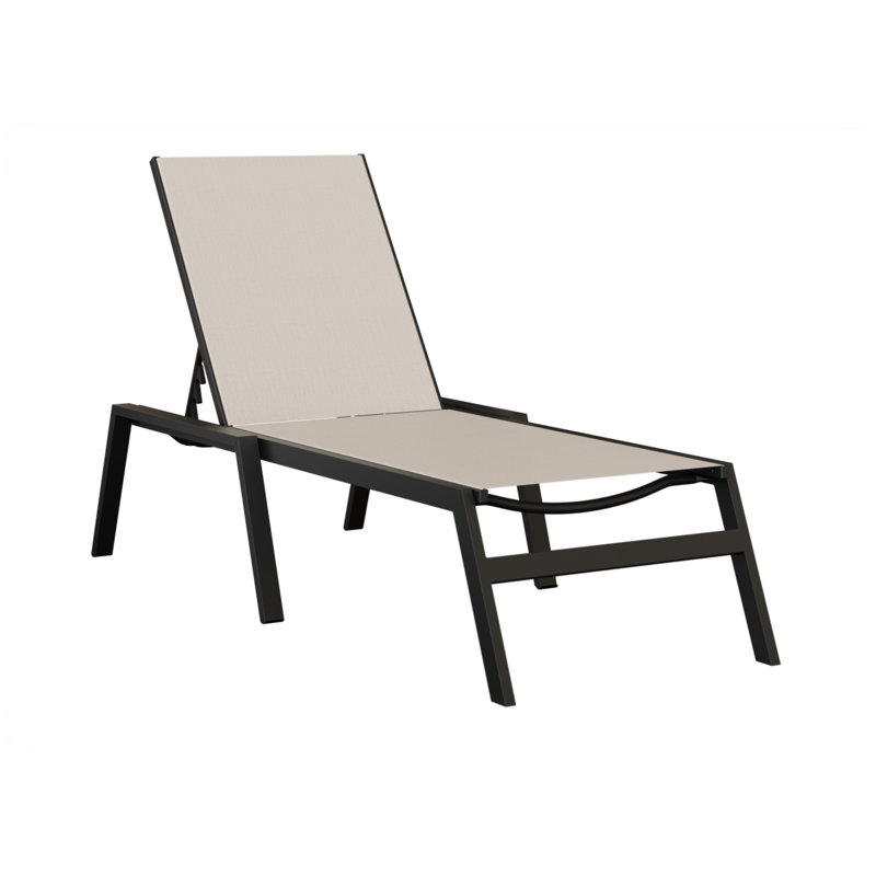 Berlin Gardens Vida Chaise Armless Lounge, Matte Black, Beige