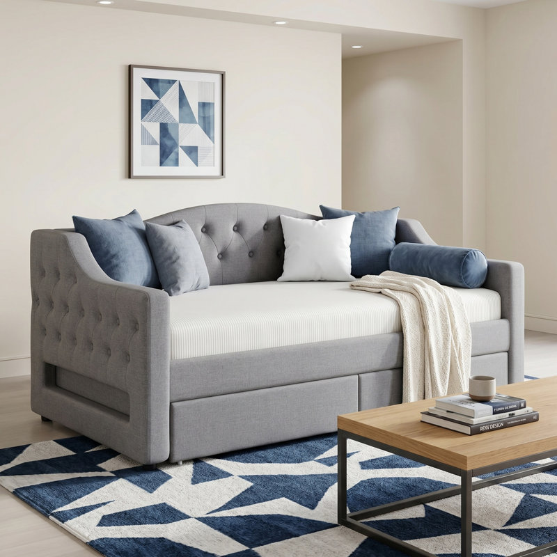 Upholstered Twin Xl Size Daybed, Gray