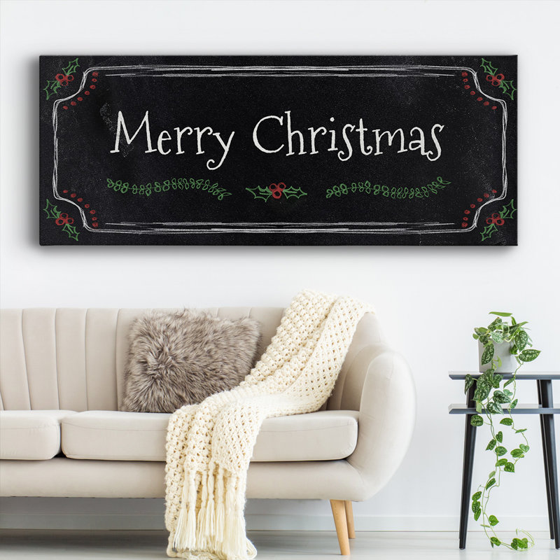 "Merry Christmas" sur toile, art textuel, H 24 po x l 60 po x P 1,5 po