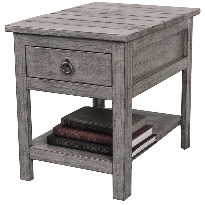Canales Solid Wood End Table with Storage, Rustic Barnwood