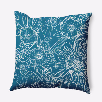 Cuban Flare Zentangle Floral Print Indoor/Outdoor Square Pillow