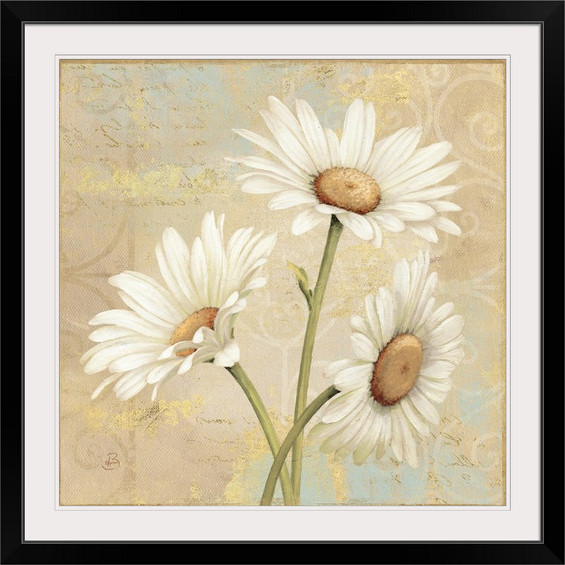 « ii », reproduction d’impression sur brissonnet, Beautiful Daisies, H 20" x l 20" x P 1", Cadre noir
