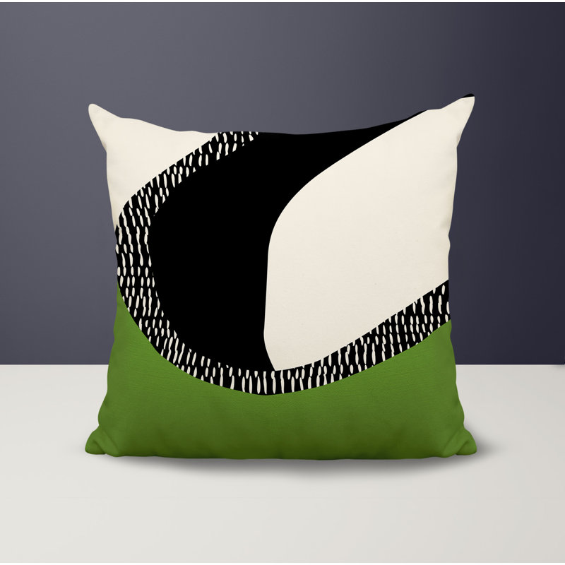 Coussin carré intérieur / extérieur pia, H 19 po x l 19 po, Chartreuse / noir / blanc cassé