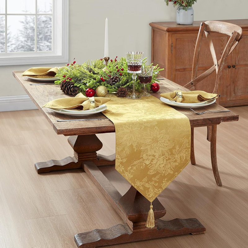 Chemin de table Jacquard Holiday, 13 po x 70 po, doré