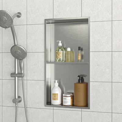 Stainless Steel Shower Niche Double Shelf