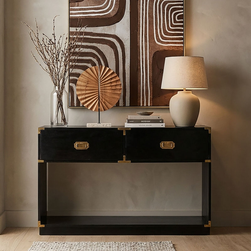 115 cm W Solid Wood Top Console Table