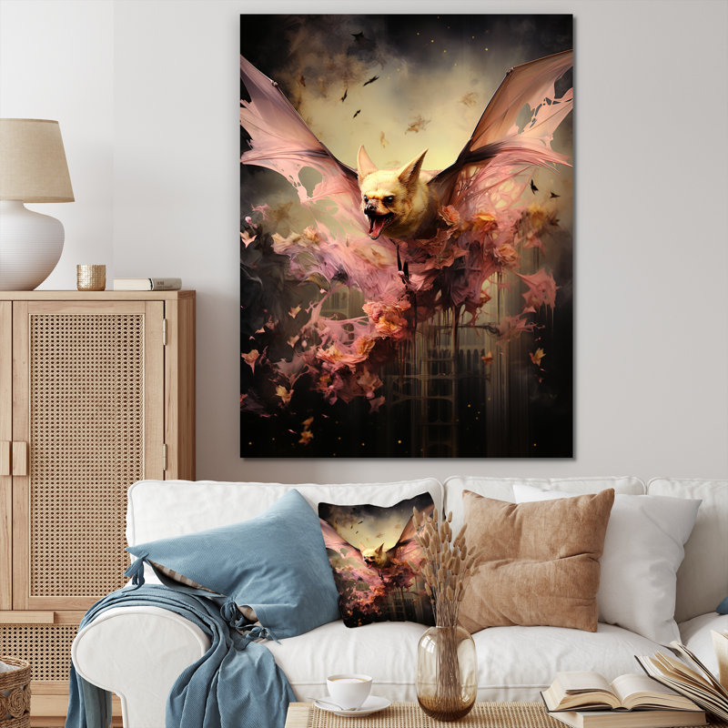 Élégance abstraite de chauve-souris rose et noire, Toile tendue, H 40 po x l 30 po x P 1,5 po