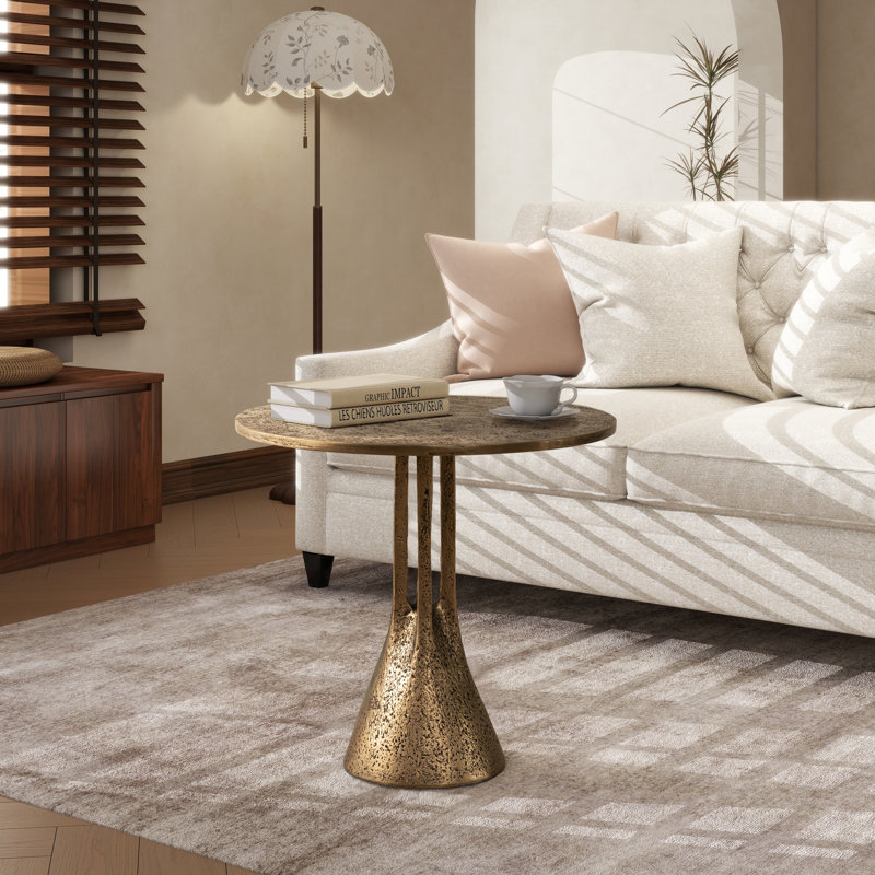 Table de bout moderne ronde, H 22,05 po x L 23,62 po x l 23,62 po