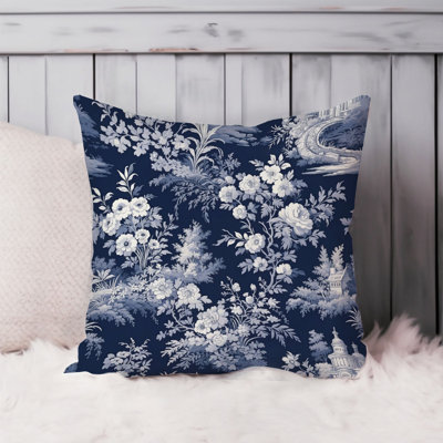 Landscape and Nature French Toile Pattern VIII French Country Throw Pillow Cover