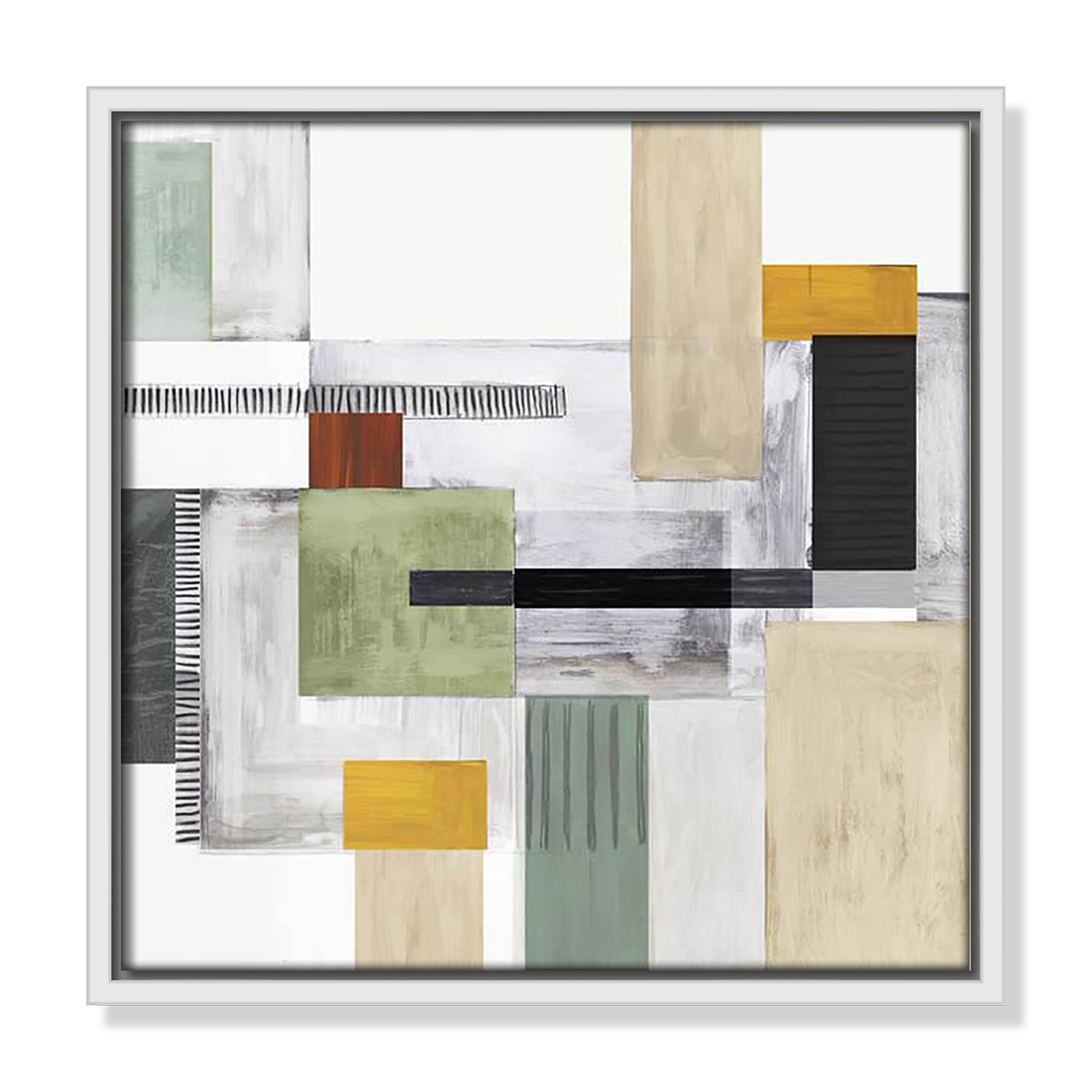 Playful Blocks, 13.5" H x 13.5" W x 2" D, White Floater Framed