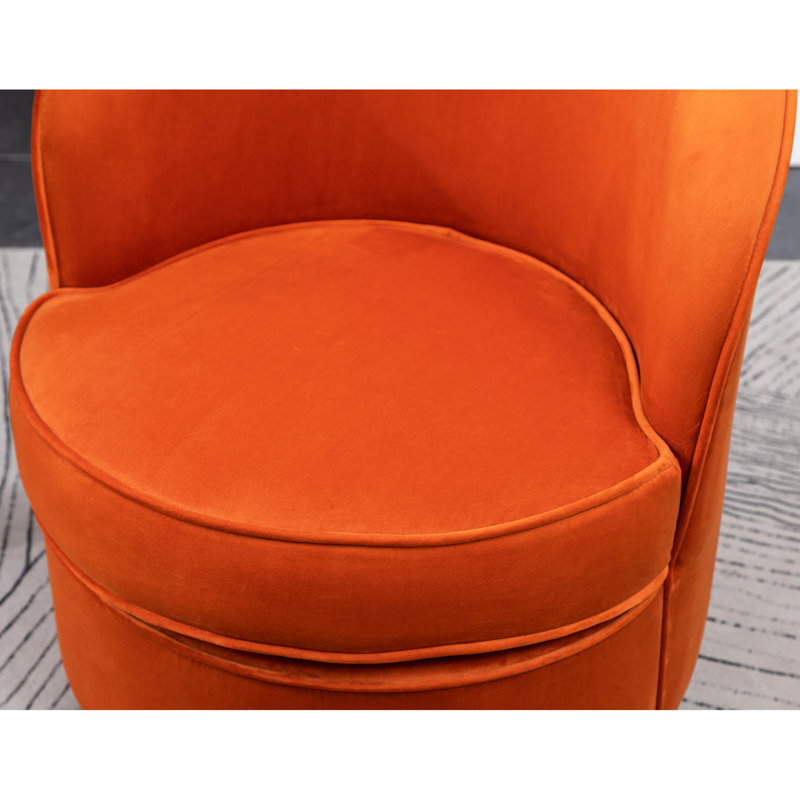 Chaise moderne en velours orange - Base pivotante, coussin de siège confortable, rembourrage épais et fonctionnel